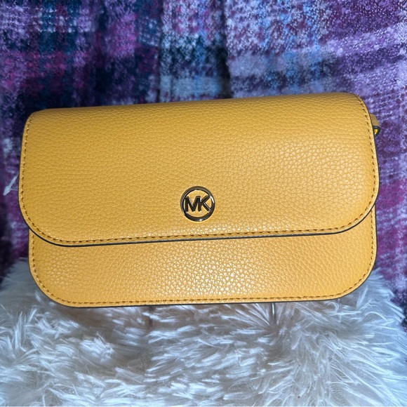 Michael Kors Jet Set Travel Small Pebbled Leather Golden Rod Crossbody $398 - Picture 4 of 8